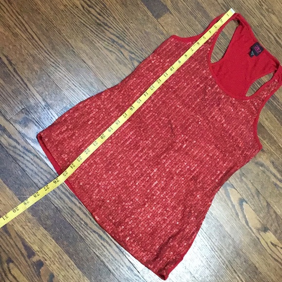 Bebe Red Sequin Racerback Tank Top - Picture 4 of 8